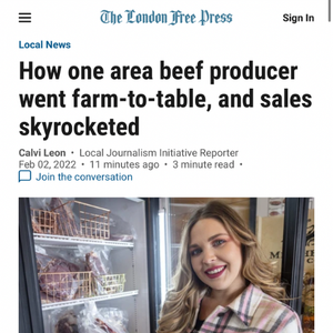 London Free Press – “Beef Farmer” Feature