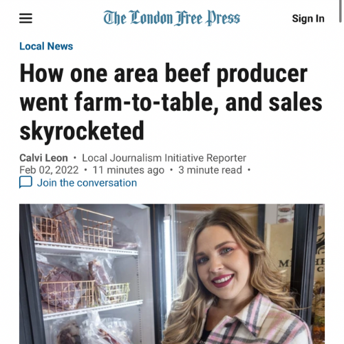 London Free Press – “Beef Farmer” Feature
